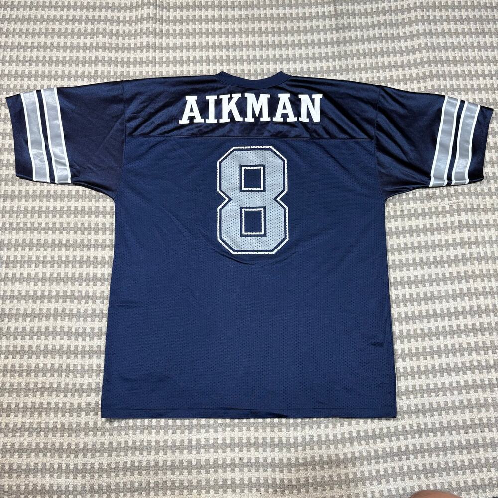 Vintage 90s‎ Troy Aikman Dallas Cowboys Logo Athletic Jersey Size Large Navy